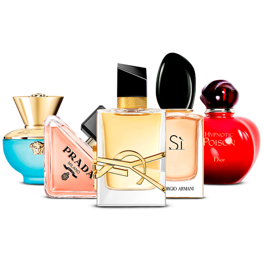 Set de 5 Perfumes   – Versace Dylan Turquoise, Prada Paradoxe, Yves Saint Laurent Libre, Giorgio Armani Sì i Dior Hypnotic Poison   [100 ml cada uno]