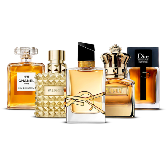 Set de 5 Perfumes  – Chanel Nº5, Valentino Uomo, Yves Saint Laurent Libre, Scandal Pour Homme i Dior Homme Intense  [100 ml cada uno]