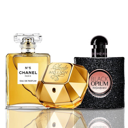 Set de 3 Perfumes | Chanel N°5 + Lady Million + Black Opium