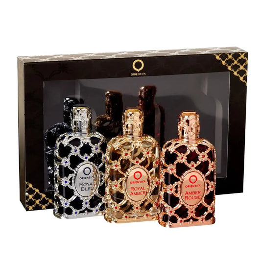 Set de Orientica Luxury Collection Amber Rouge + Royal Amber + Royal Bleu (3 × 30 ml)